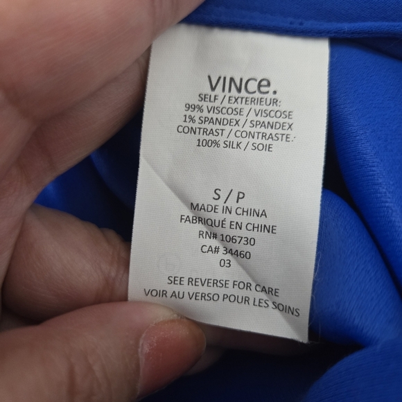 Vince. Cobalt Blue Viscose Silk Short Sleeve Modern Shift Dress Size S - Picture 9 of 10